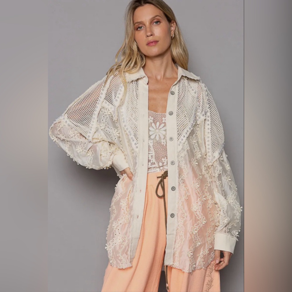 POL CROCHET BUTTON DOWN SHIRT